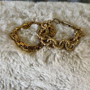 Elegant Chunky Gold-Tone Bracelet Set